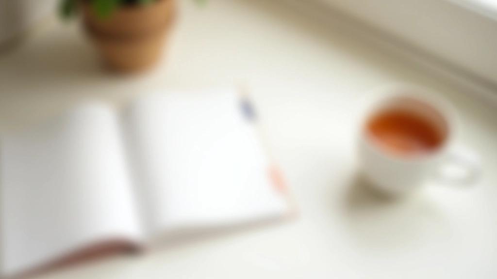 Espaço minimalista com calendário e xícara de chá, representando planeamento calmo e organizado